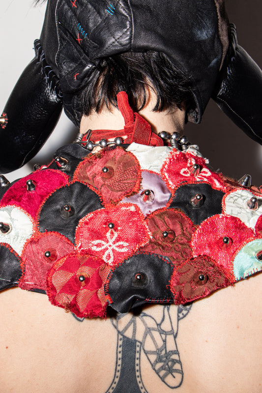 Origami Studded Scale Shrug Shoulder Piece Pussy Tattie