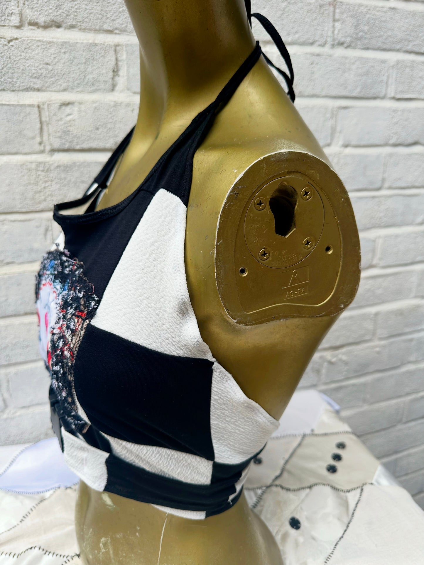 Chequered Mask Mirrored Halterneck