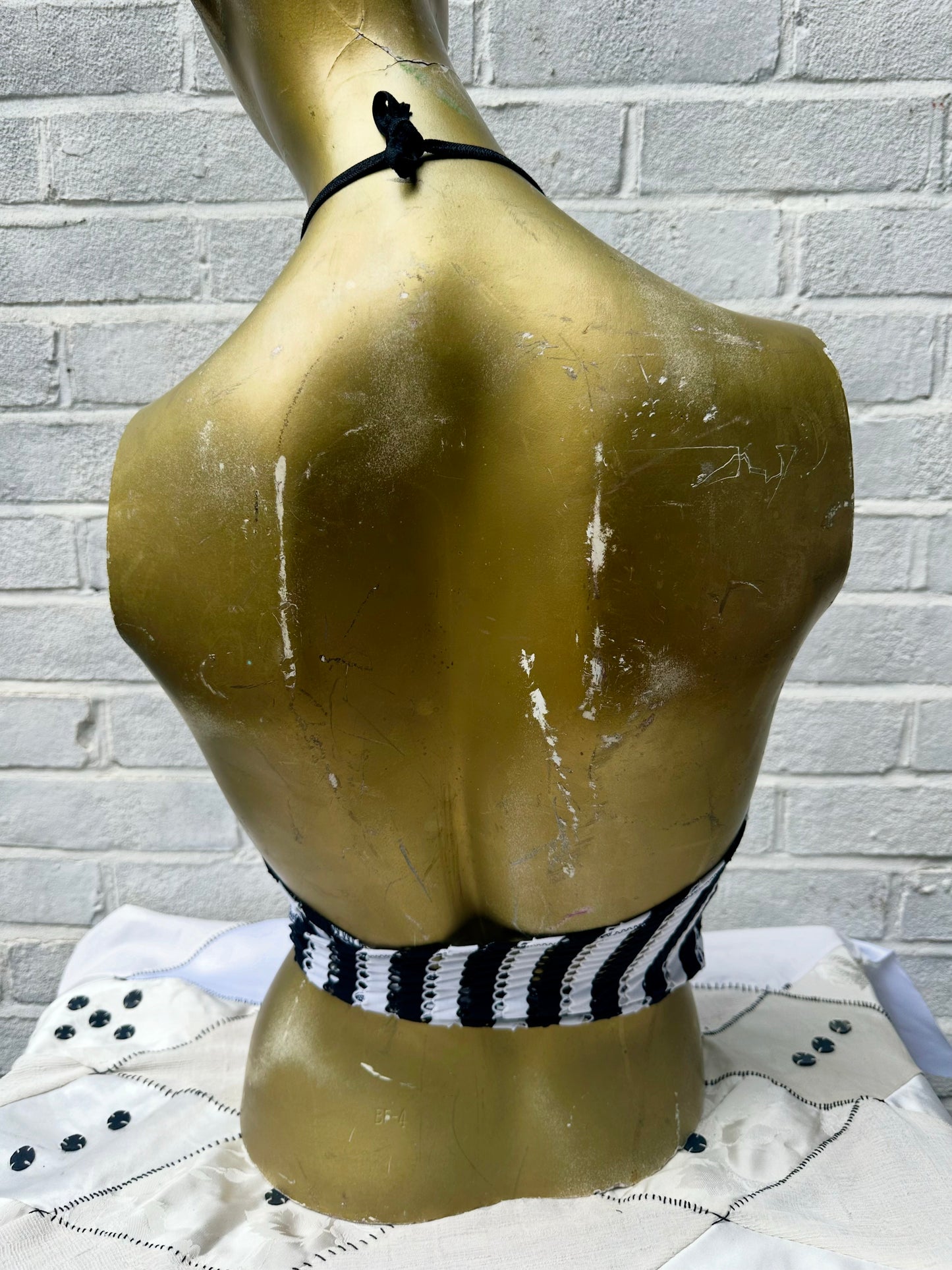 Clown Face Appliqué Striped Halter Neck Top