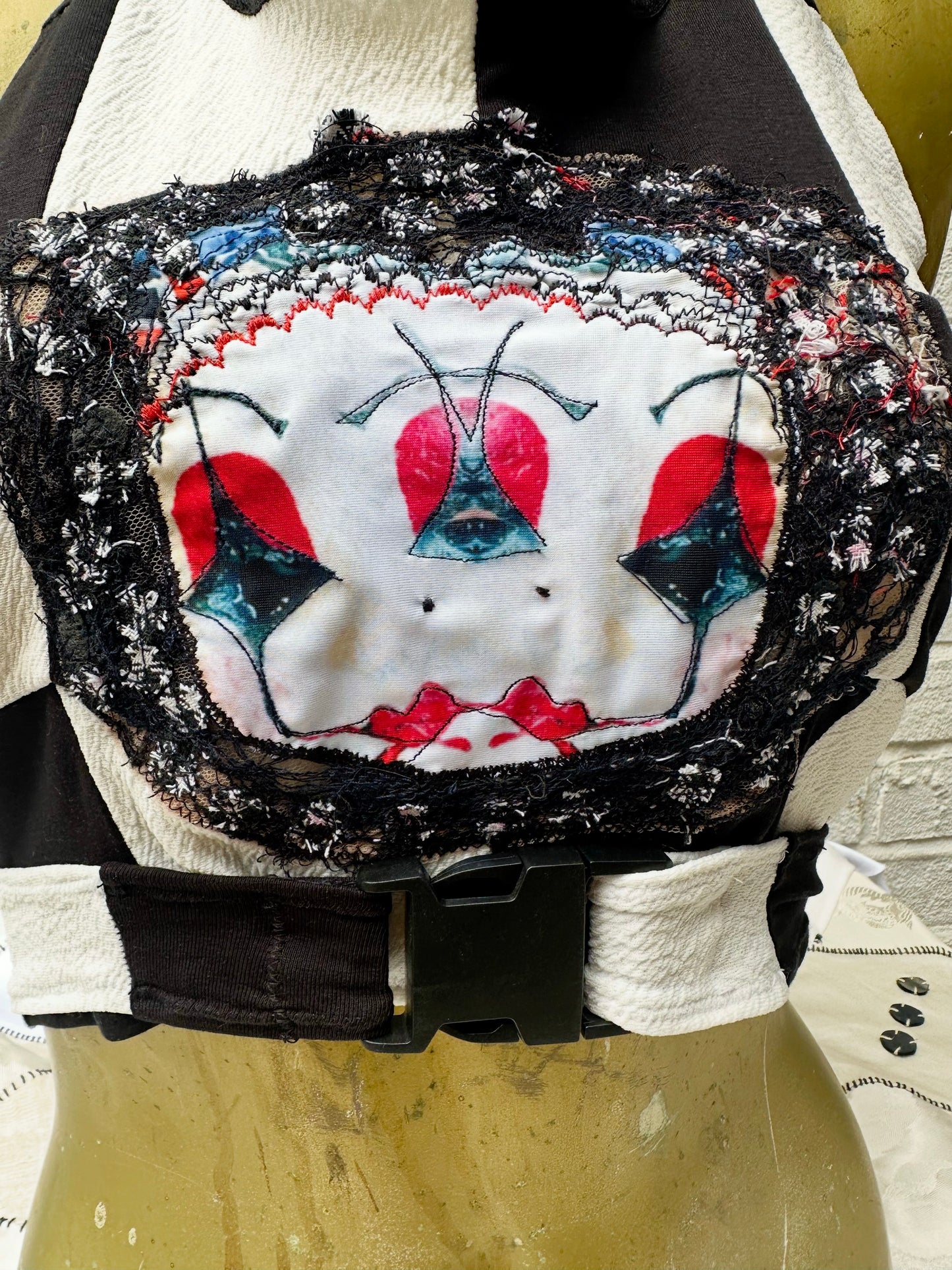 Chequered Mask Mirrored Halterneck
