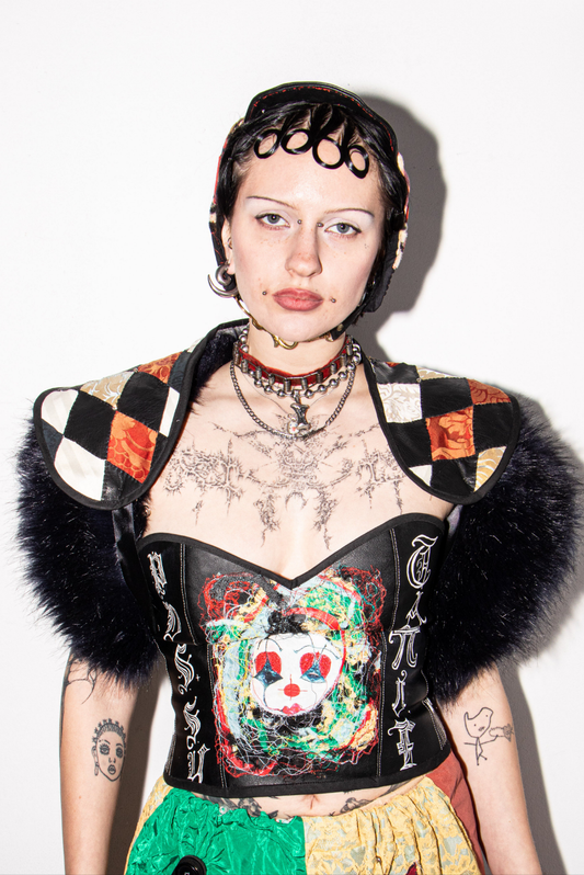 Harlequin Diamante patchwork shoulder shrug Pussy Tattie