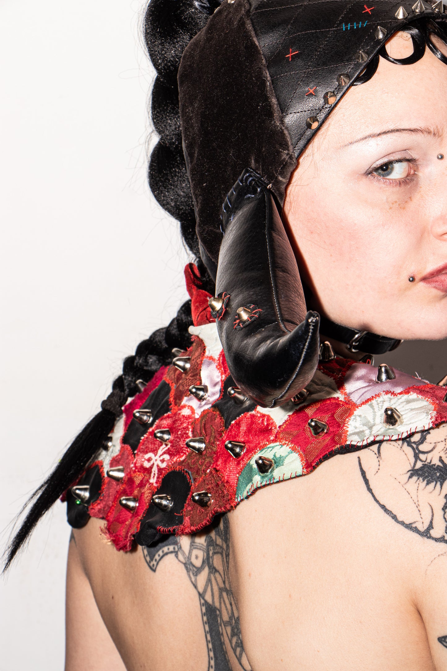 Origami Studded Scale Shrug Shoulder Piece Pussy Tattie