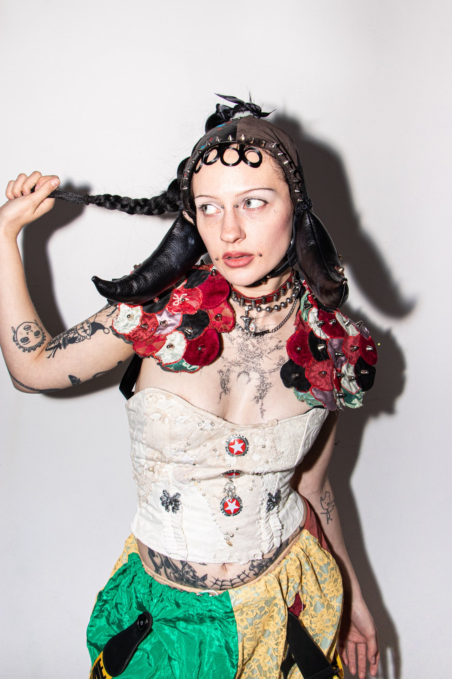 Origami Studded Scale Shrug Shoulder Piece Pussy Tattie