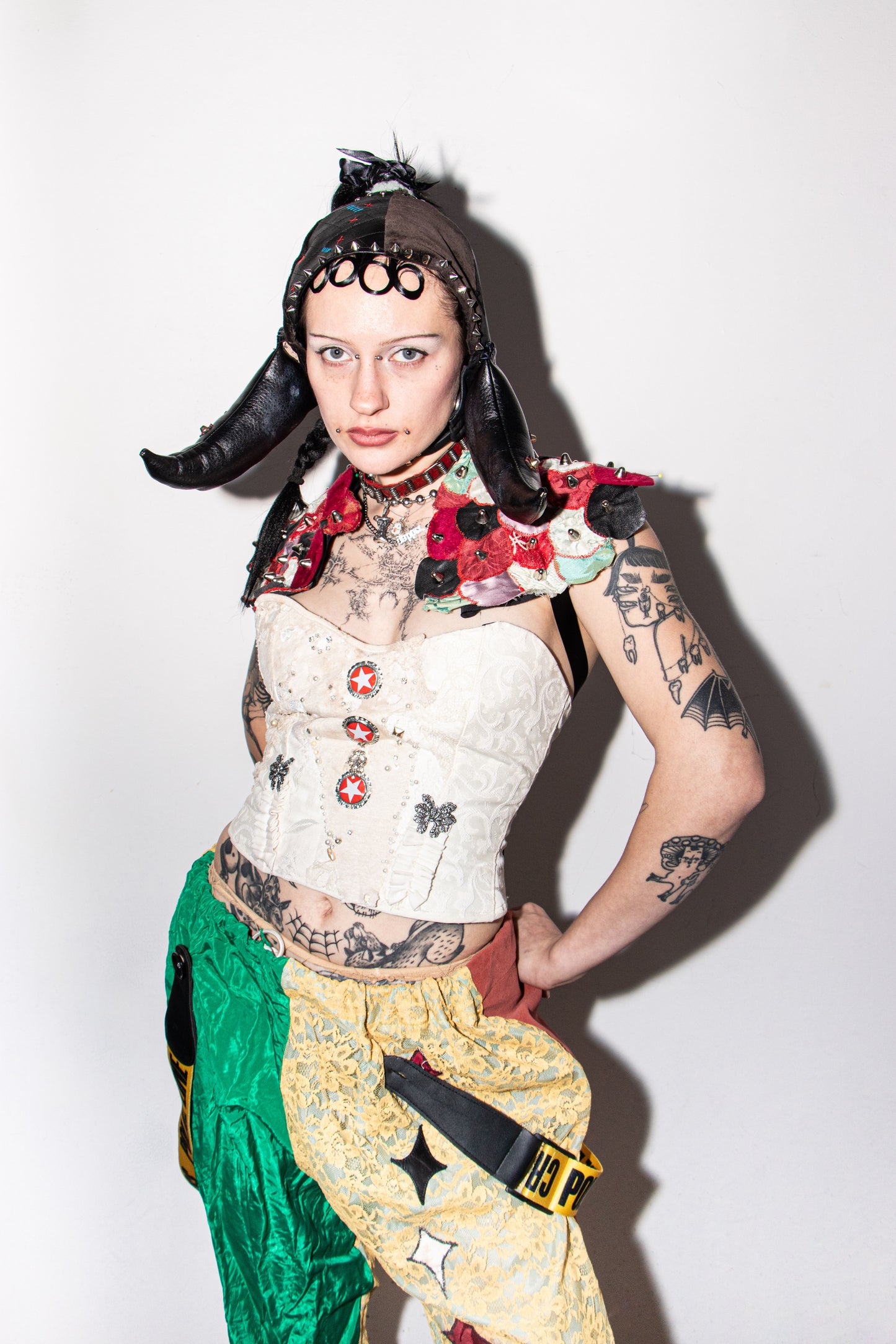 Origami Studded Scale Shrug Shoulder Piece Pussy Tattie